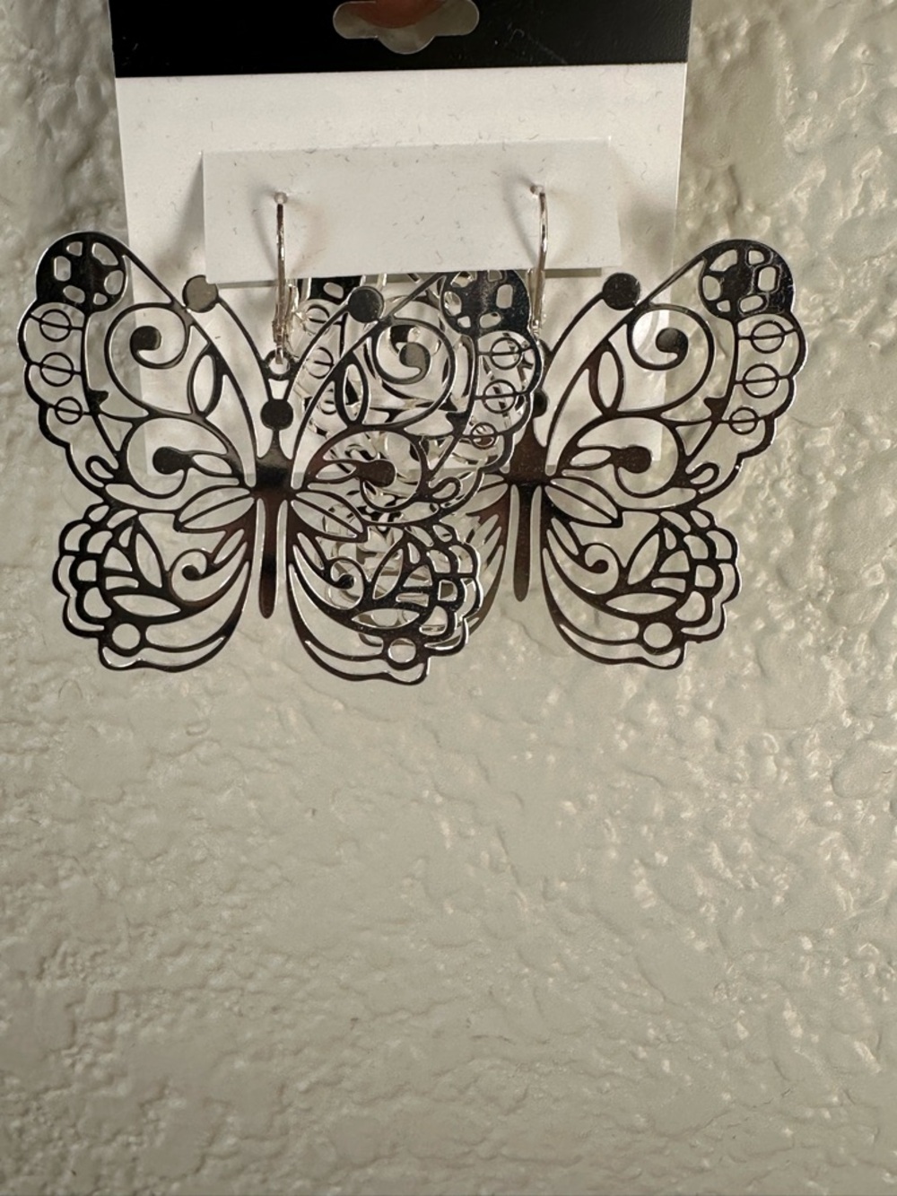 Nine West White Butterfly Filigree Drop Earrings - Picture 3 of 5